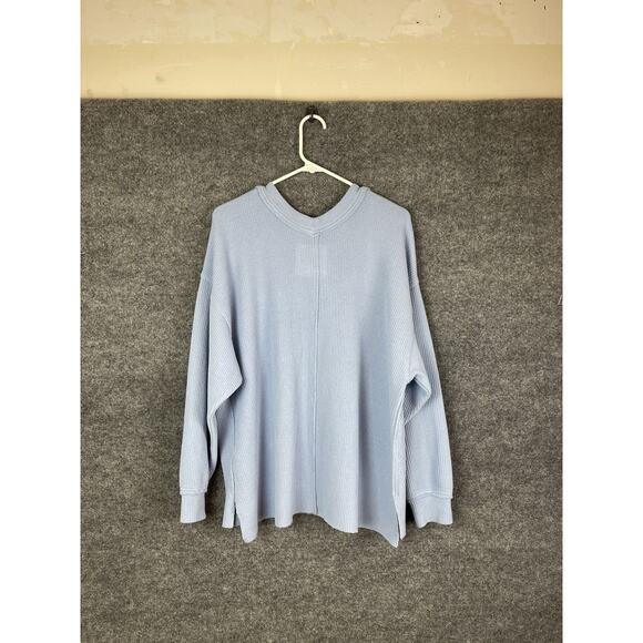 Aerie Blue V-Neck Sweater Relaxed Fit Women’s Medium Oversized Comfy Cozy Beach - Picture 7 of 11